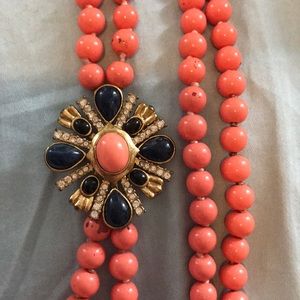 Jcrew coral beaded necklace with added detail